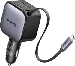 argador para Auto 60W con Cable Retráctil USB C