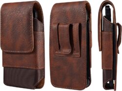 Funda de piel para teléfono celular con clip para cinturón para hombre